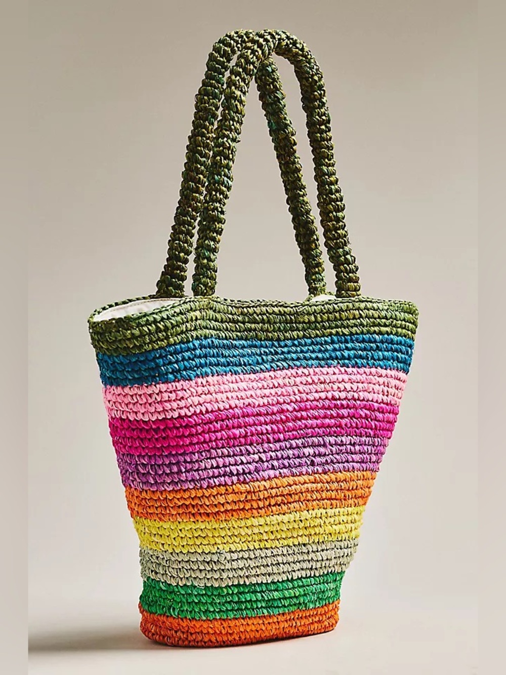 New anthropologie sunshine tienda Bermuda pool tote bag rainbow straw stripe